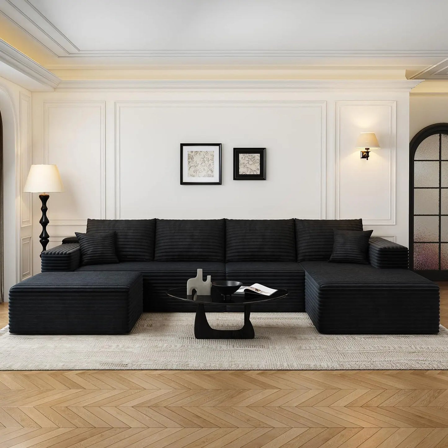 135.4 Inch Cloud Modular Sectional Sofa With L Shape Chaise For Living Room