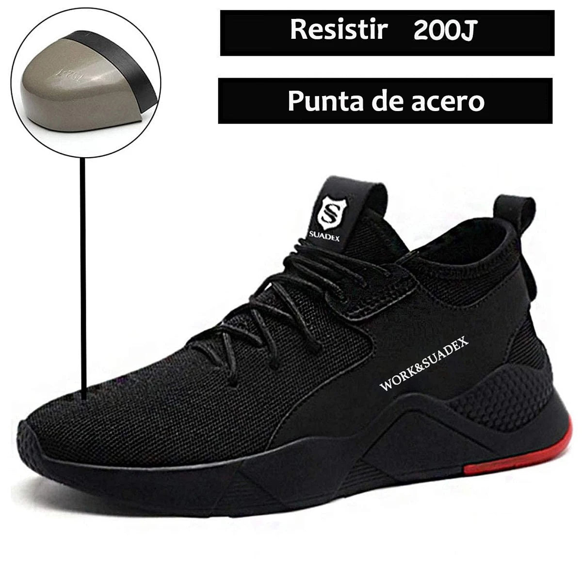 SUADEX Men Work Safety Shoes Steel Toe Cap Anti-Smashing Puncture Proof Construction Work Boots Non Slip Breathable Work Shoes - Joanie B 25