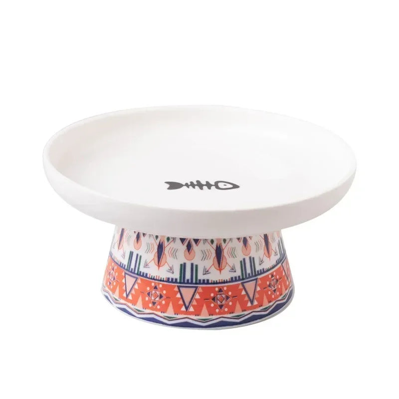 Small Dogs Raised Drinking Supplies Bohemian Food Water Bowl Cat Feeders Pet Ceramic Eating - Joanie B 25