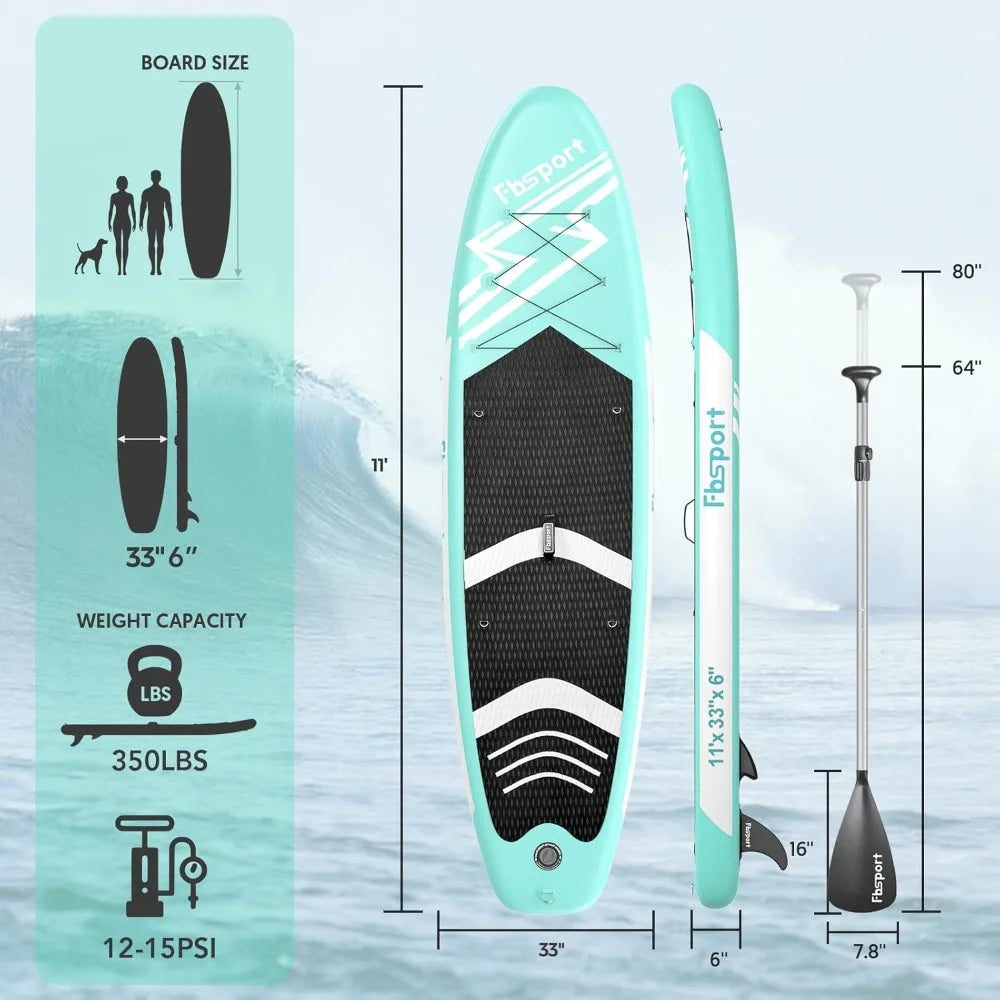 11 Foot Premium Stand Up Paddle Board for Yoga and Water Sports with SUP Accessories and Carry Bag Wide Stance Non Slip Deck and Surf Control - Joanie B 25