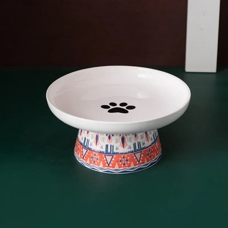 Small Dogs Raised Drinking Supplies Bohemian Food Water Bowl Cat Feeders Pet Ceramic Eating - Joanie B 25