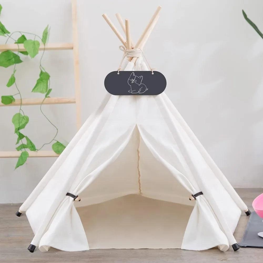 pet teepee tent for dogs & cats dog bed with thick cushion puppies play house removable and washable