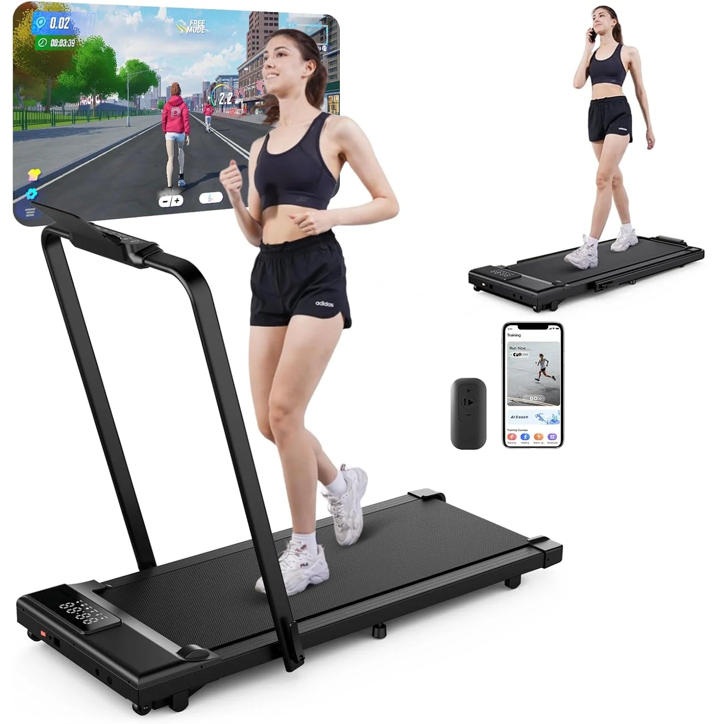 3in1 Walking Pad Treadmill 300 lbs Capacity Foldable Treadmill 3.0HP Quiet Under Desk Treadmill Exercise Machine for Home&Office - Joanie B 25