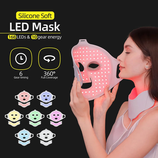 7 Colors Photon Face Neck LED Mask Red Light Infrared