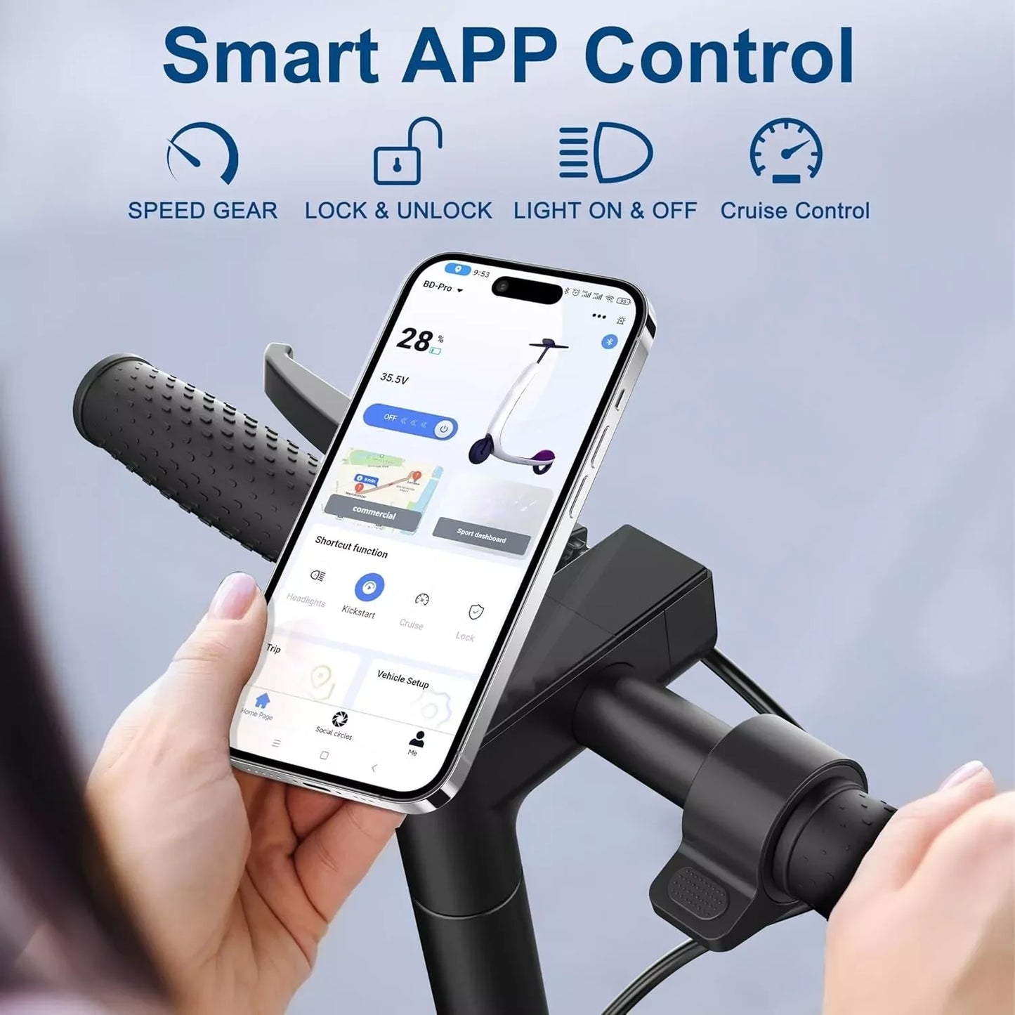 LP60 Electric Scooter 350W App Control Folding 8.5Inch Tire