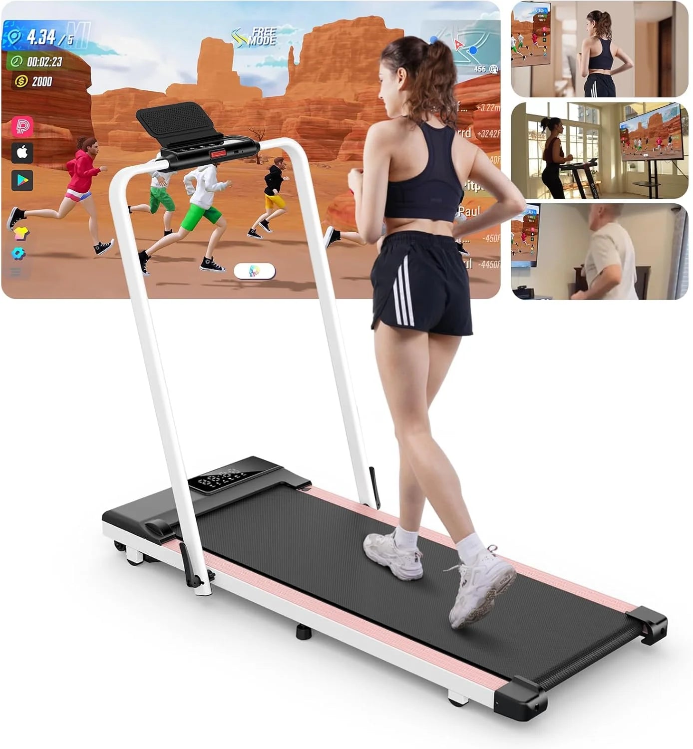 Home Foldable Treadmill Walking Pad Remote Control Handrail