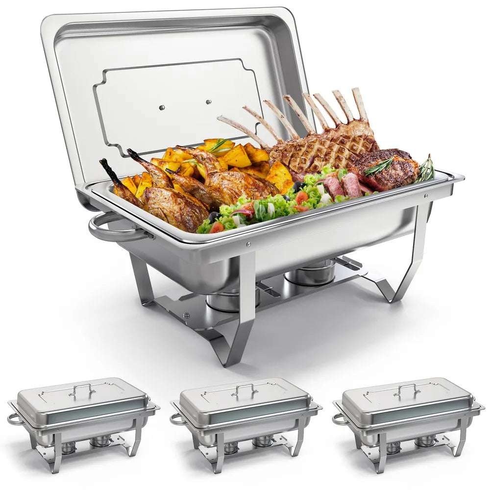 4-Pack 9.5Q Chafer Chafing Dish Sets Stainless Steel Catering Food Warmer