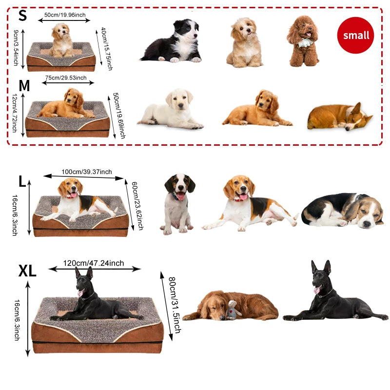 Oversized Dog Bed Removable Washable With Raised Edges