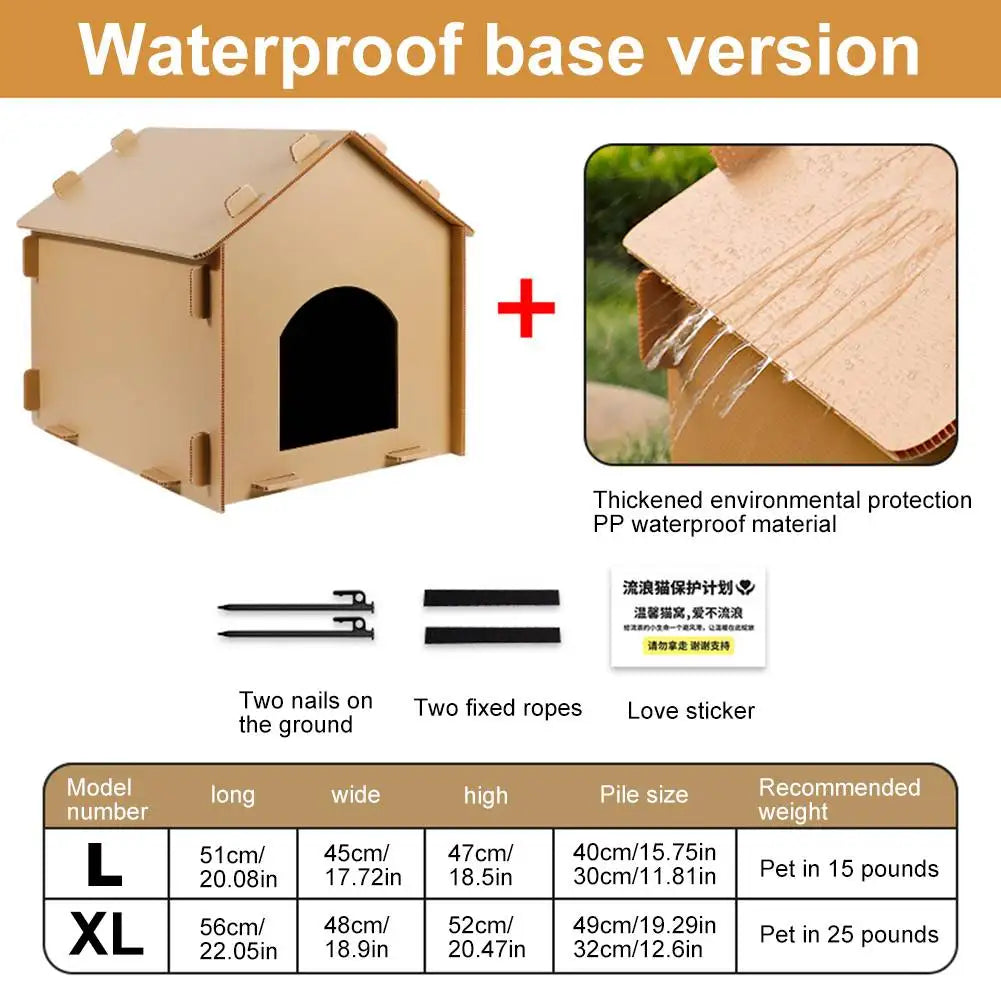 Stray Cats House Weatherproof Outside Cat House Warm Shelter Collapsible Insulated Pet House for Indoor and Outdoor Use - Joanie B 25