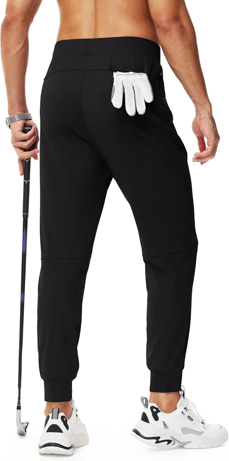 Urbest Men's Stretch Golf Pants with Zipper Pockets Slim Fit Athletic Sweatpants for Men Workout Travel Running - Joanie B 25