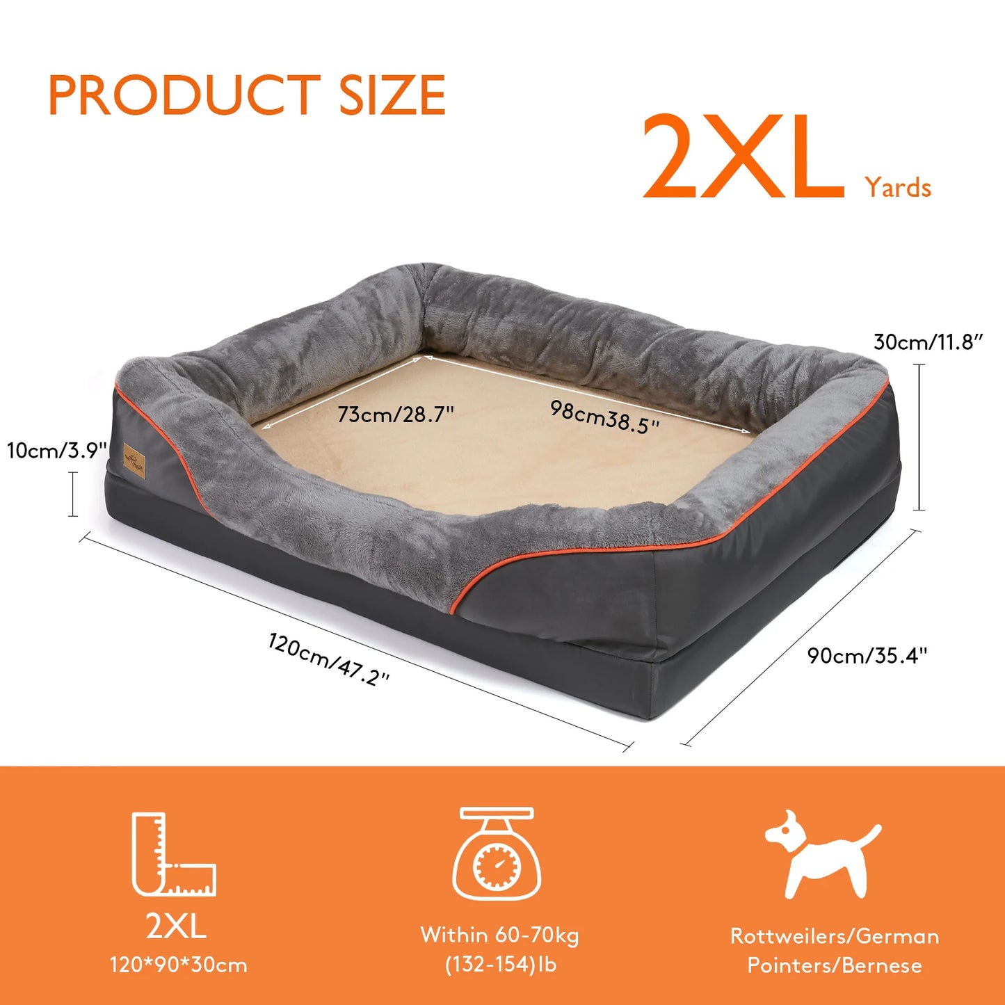 Large Dog Bed Soft Comfortable Anti Allergy Warm Fleece Removable Washable Cover Waterproof Pet Bed - Joanie B 25