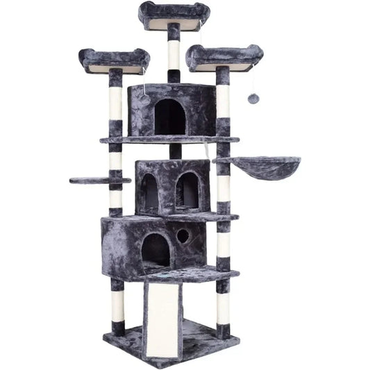 Cat Tree 73.4 Inch Cat Tower With 3 Caves Toys for Cats XL Size with 3 Cozy Perches and Scratcher - Joanie B 25