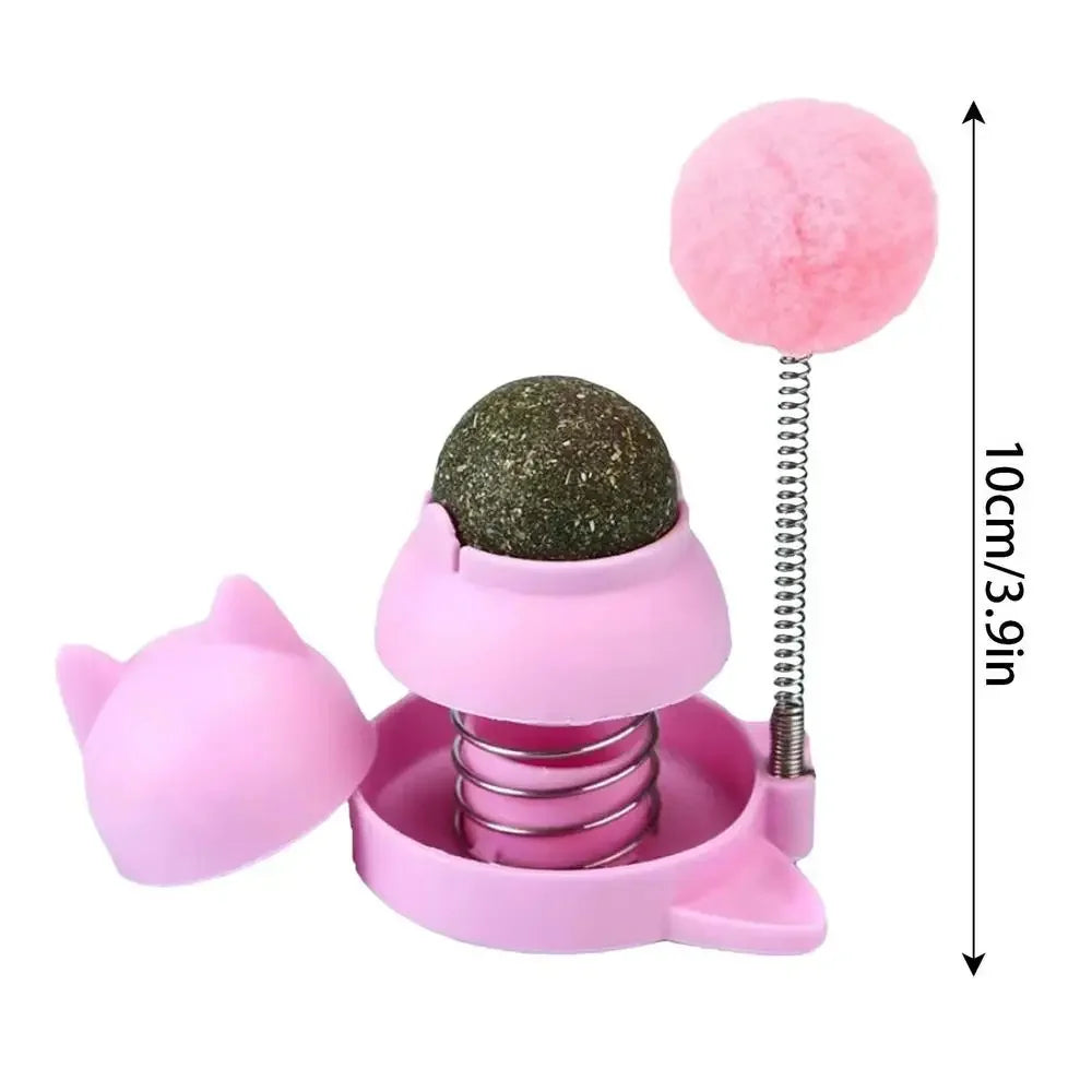 Rotatable Catnip Ball Toy with Spring Ball Edible Healthy Lickable Catnip Stickers and Bubbles for Cats - Joanie B 25