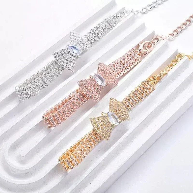 Adjustable Pet Necklace Diamond Zircon Bone Pendant Collar