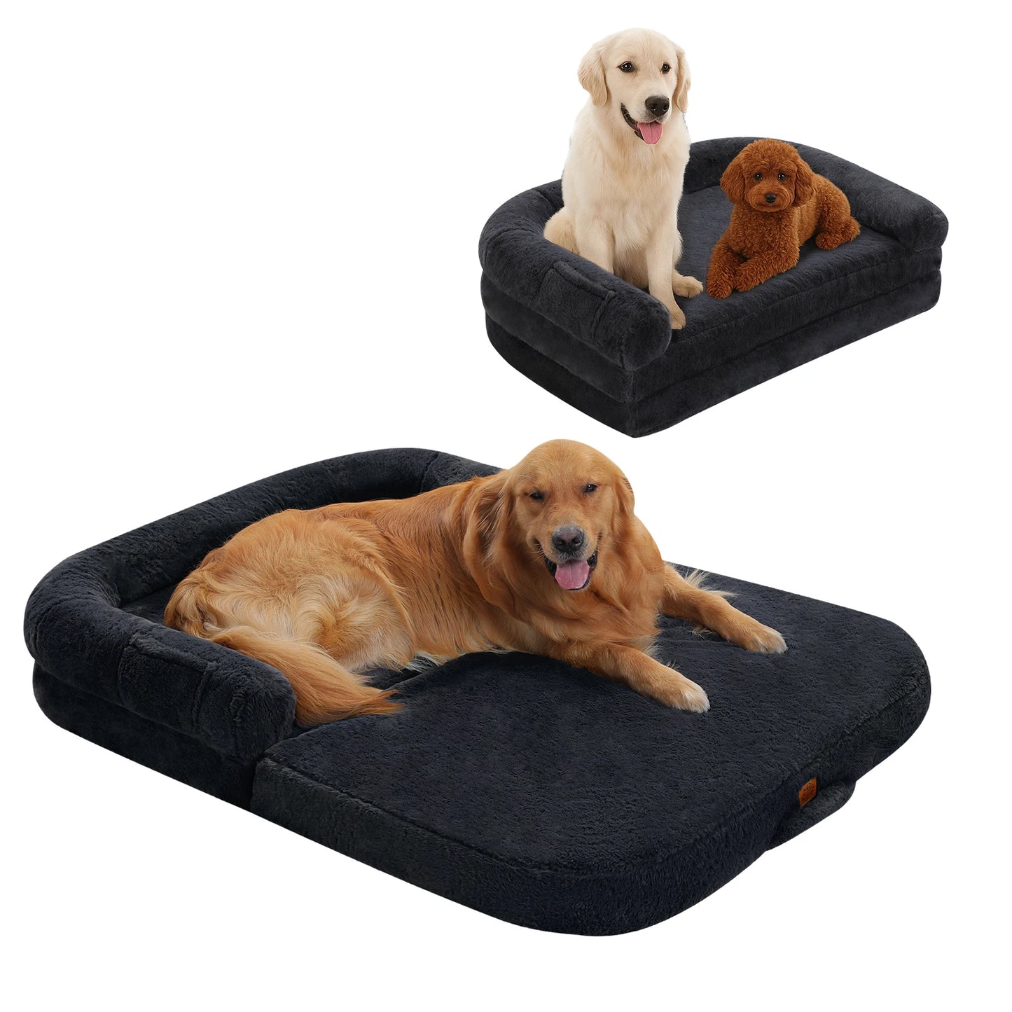 Foldable Dog Bed for Large Dogs Plush Washable Sofa with Non Slip Bottom - Joanie B 25