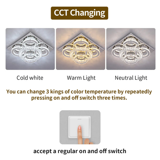 Modern Ceiling Lamp Crystal Led Chandelier Bedroom Living Dining Room Decor Fixture Pendant Light Home Appliance Lustre Dimmable