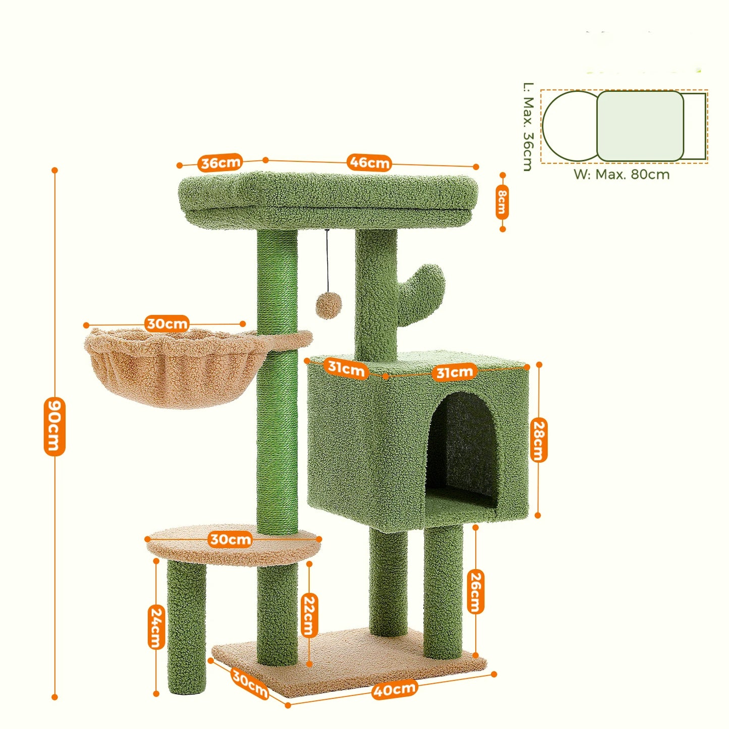 Luxury Cat Tree for Indoor Multi-Level Cat Tower with Condo Hammock Padded Perch and Scratching Post - Joanie B 25