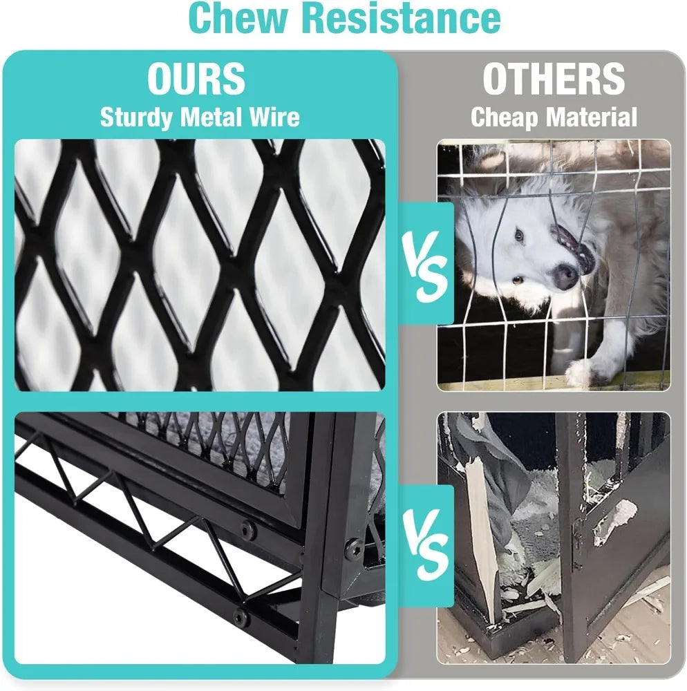 Indoor Dog Crate Furniture Movable Side End Table for Small Medium and Large Dogs with Cushion Tray Wire Rustic Brown - Joanie B 25