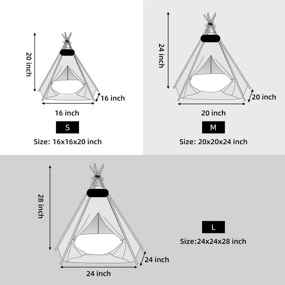 pet teepee tent for dogs & cats dog bed with thick cushion puppies play house removable and washable