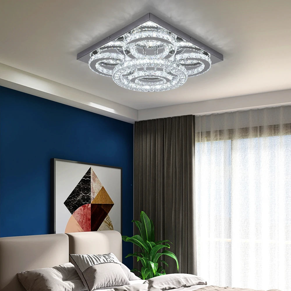 Modern Ceiling Lamp Crystal Led Chandelier Bedroom Living Dining Room Decor Fixture Pendant Light Home Appliance Lustre Dimmable