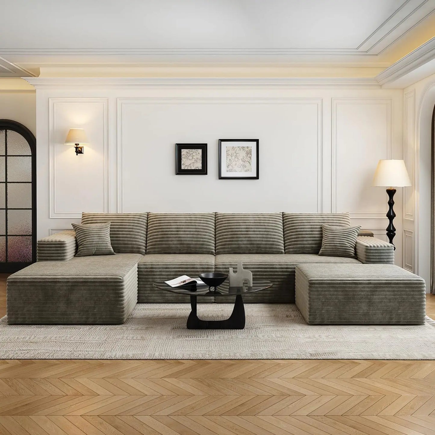 135.4 Inch Cloud Modular Sectional Sofa With L Shape Chaise For Living Room