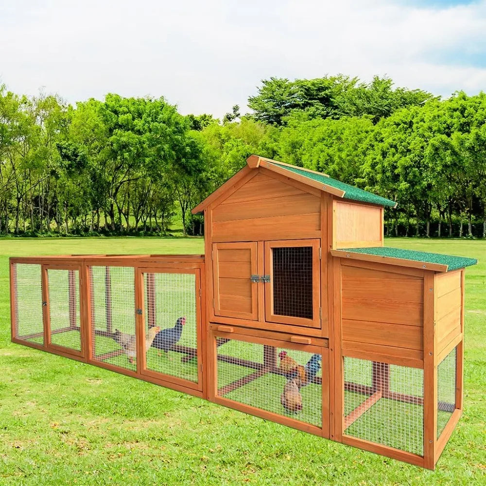 122 Inch Large Wooden Chicken Coop Backyard Hen House Indoor Outdoor Two Story Poultry Cage Garden Pet Hutch - Joanie B 25