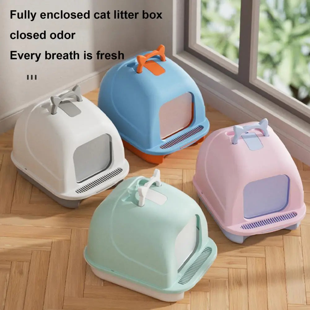 90 Degree Lift Cat Litter Box With Lid Enclosed Odor Control Scoop Kit - Joanie B 25