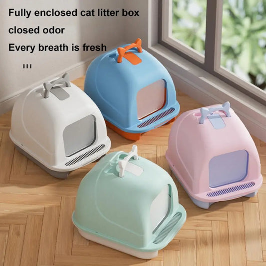 90 Degree Lift Cat Litter Box With Lid Enclosed Odor Control Scoop Kit - Joanie B 25