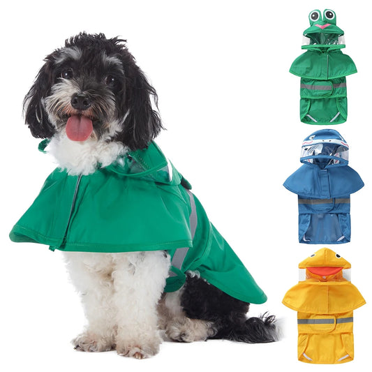 Fashionable Reflective Pet Dog Raincoat Waterproof Hooded Jacket for Big Dogs Cute Animal Raincoat - Joanie B 25
