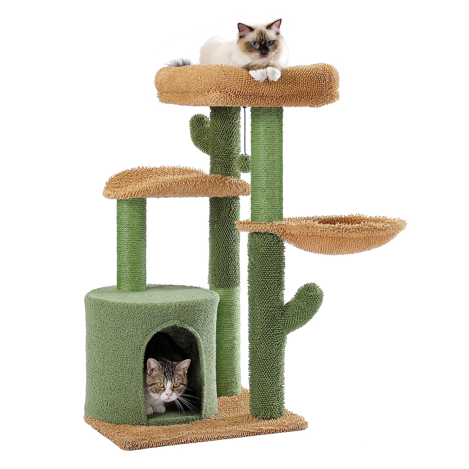 Cactus Cat Tree for Indoor Cats Small Cat Tower with Sisal Scratching Post Cozy Condo and Perches Cat Accessories and Kitten Toys - Joanie B 25