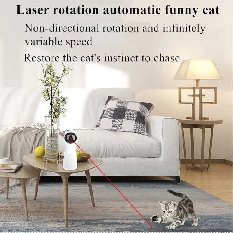 Automatic Cat Toys Smart Interactive Laser Rotating LED Teasing Cat Toy with USB Charging - Joanie B 25