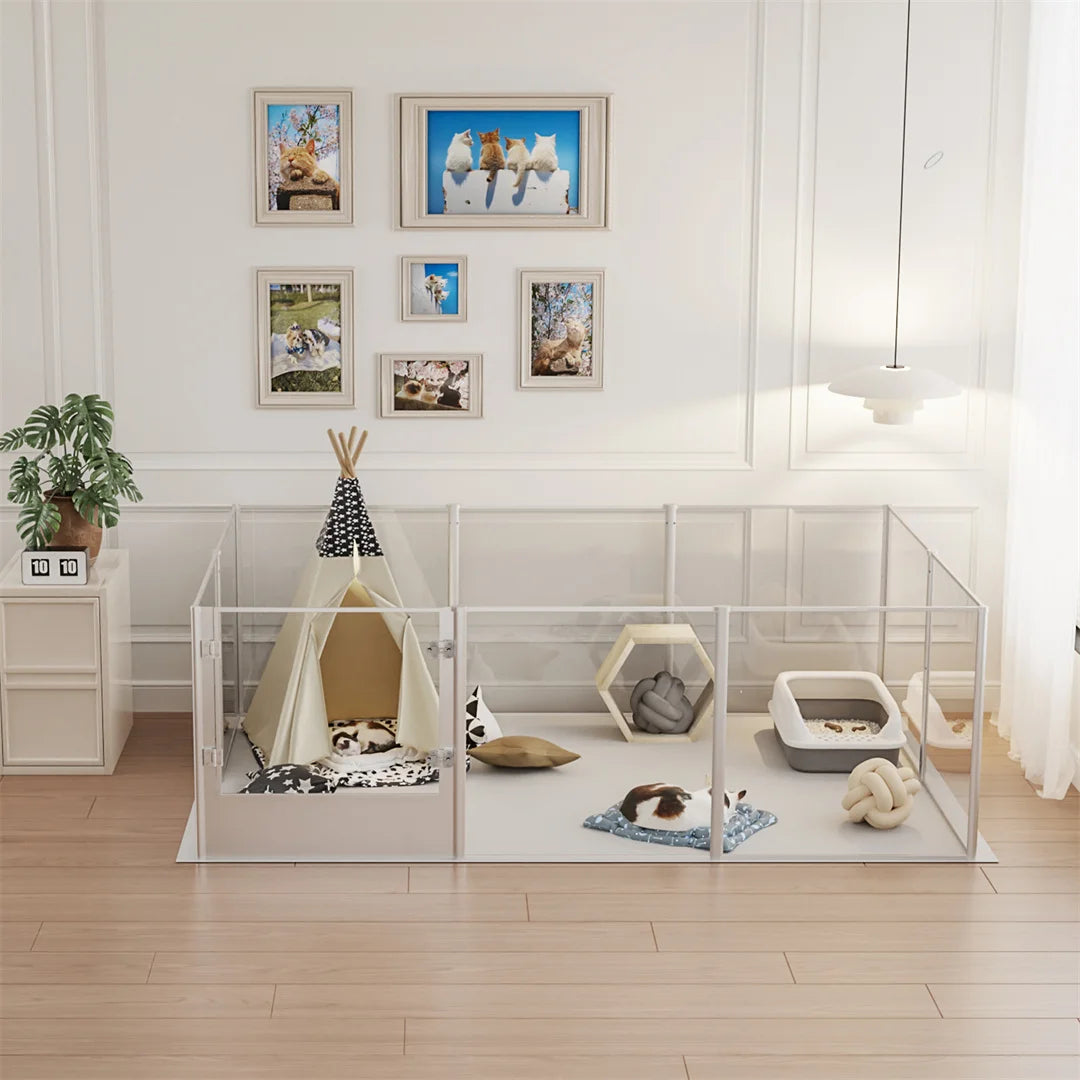 180cm Clear Acrylic Whelping Dog Playpen Waterproof Pad