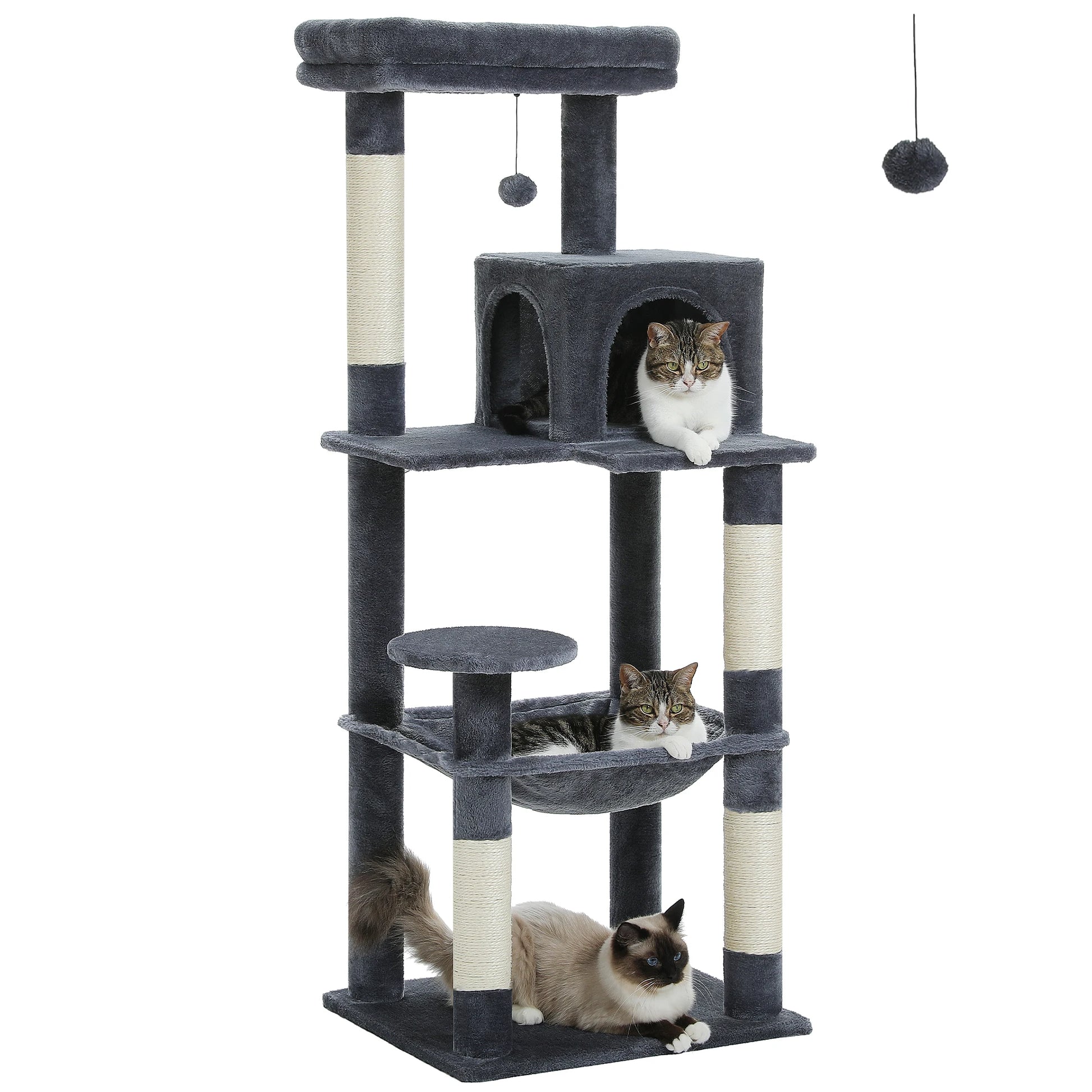 Multi Level Cat Tree with Scratching Posts Cozy Hammock Plush Cat Tower for Indoor Cat Condo Bed and Accessories - Joanie B 25