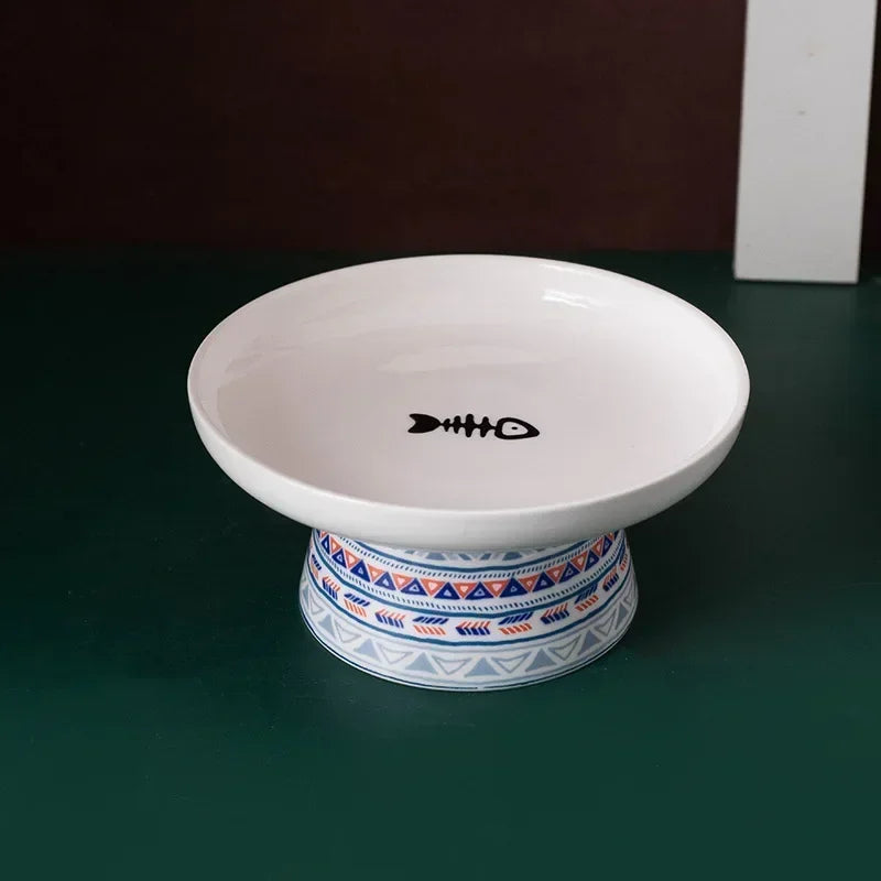 Small Dogs Raised Drinking Supplies Bohemian Food Water Bowl Cat Feeders Pet Ceramic Eating - Joanie B 25