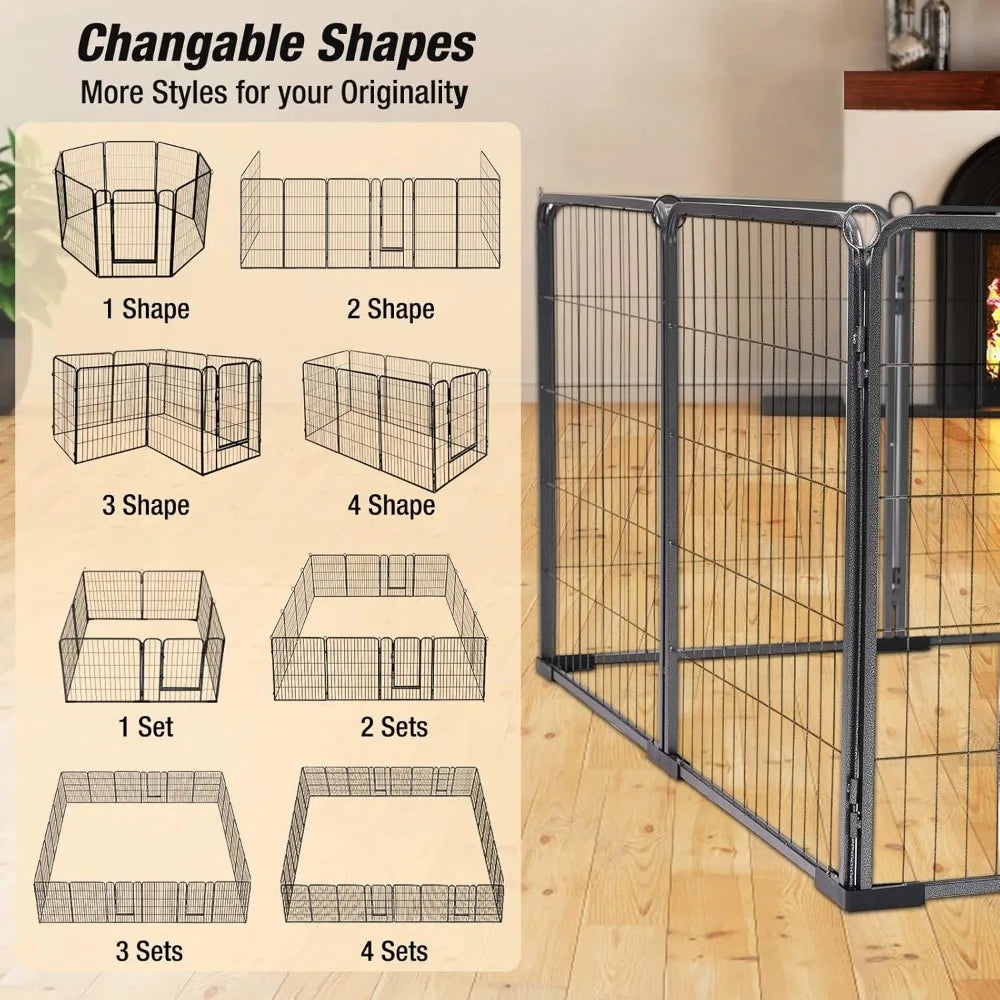 Foldable Indoor and Outdoor Dog Playpen Exercise Fence with Large Dimensions and Secure Locking - Joanie B 25