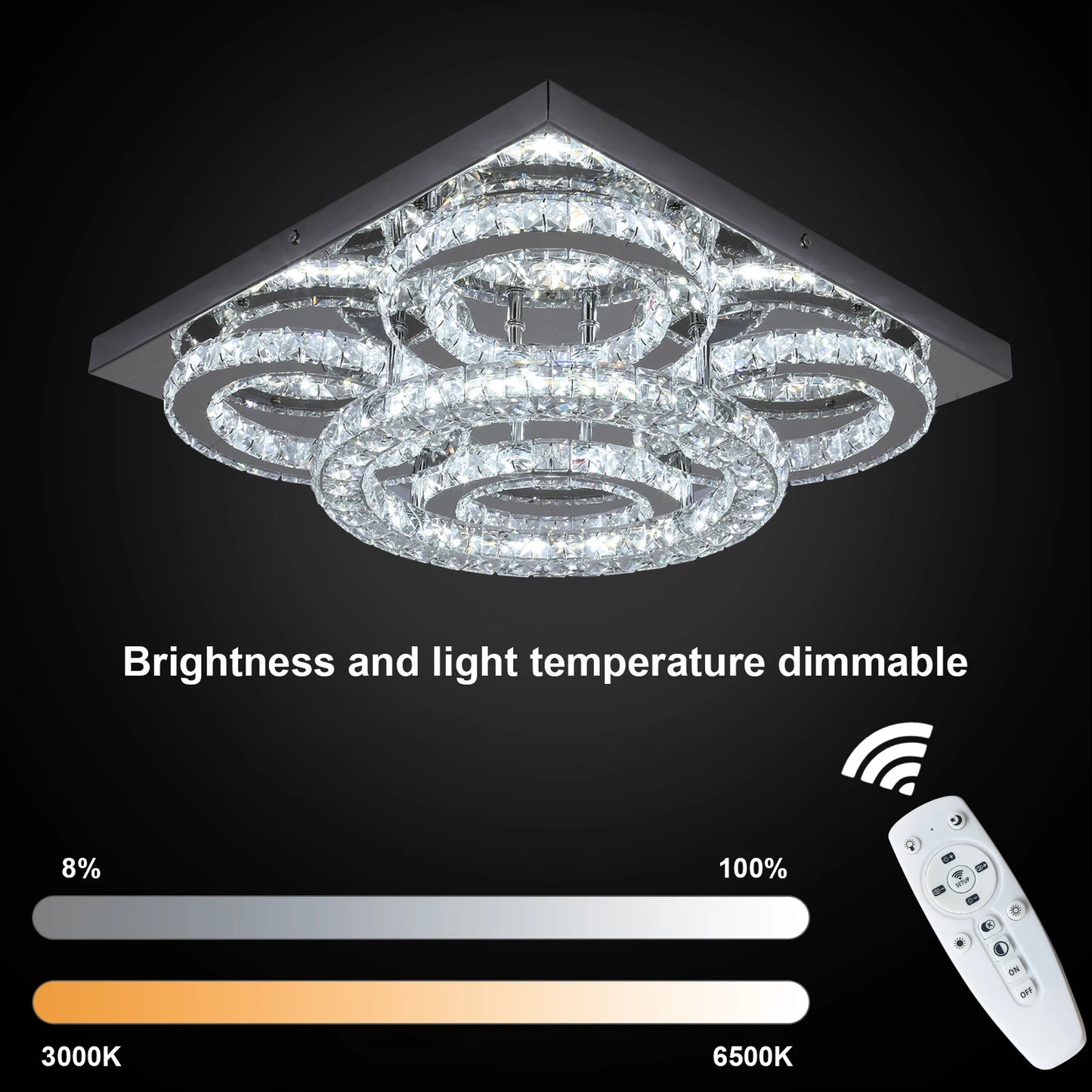Modern Ceiling Lamp Crystal Led Chandelier Bedroom Living Dining Room Decor Fixture Pendant Light Home Appliance Lustre Dimmable