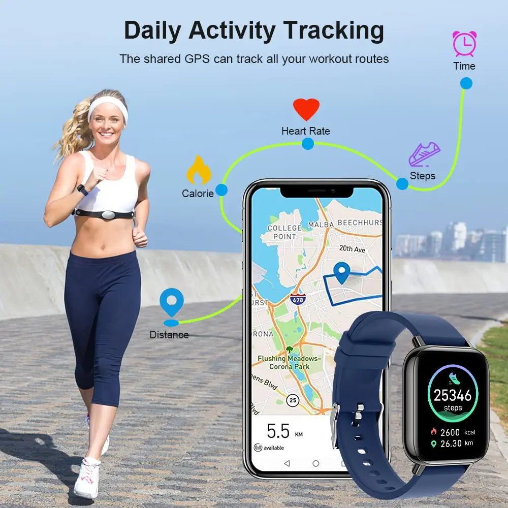 Jxrev Smart Watch Fitness Tracker for Men and Women 1.69 Inch Touch Screen Ultra Thin Smartwatch - Joanie B 25