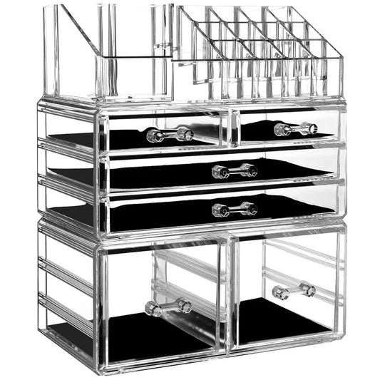 Clear Makeup Organizer for Vanity Stackable Desk Organizer Jewelry Hair Clip Storage - Joanie B 25