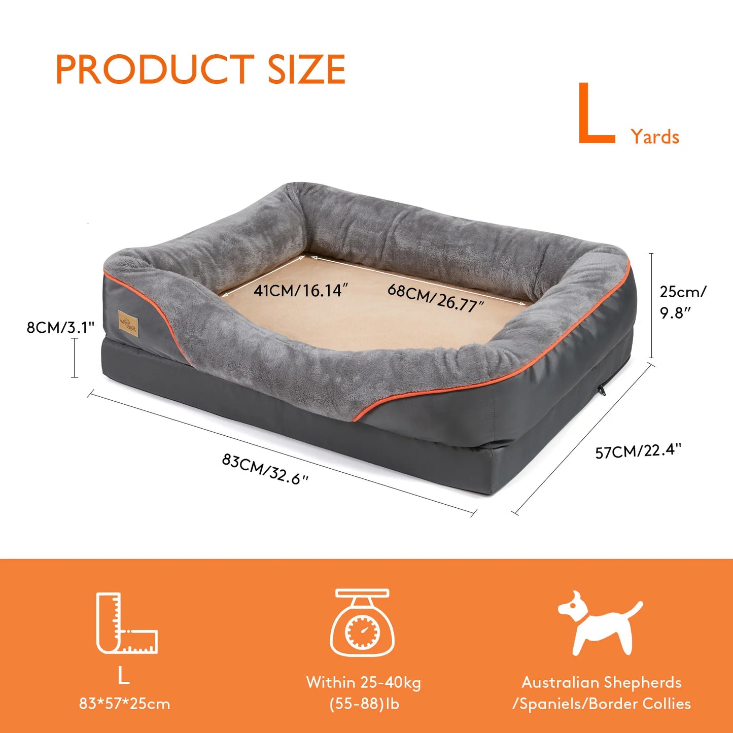 Large Dog Bed Soft Comfortable Anti Allergy Warm Fleece Removable Washable Cover Waterproof Pet Bed - Joanie B 25